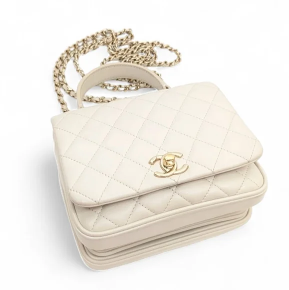 ✨️Authentic Chanel Citizen Chic Top Handle Bag Quilted Lambskin Mini ivory - Picture 4 of 16